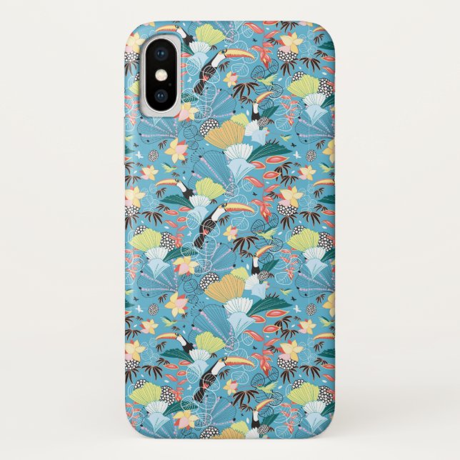 Tropical Texture With Toucans and Hummingbirds Case-Mate iPhone Case (Back)