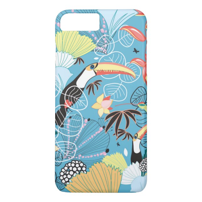 Tropical Texture With Toucans and Hummingbirds Case-Mate iPhone Case (Back)