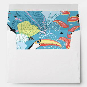 Tropical Texture With Toucans and Hummingbirds Envelope