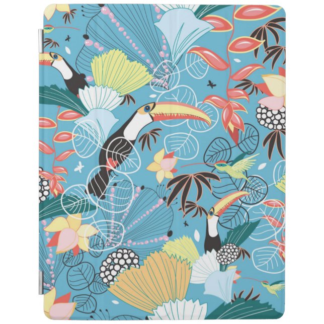 Tropical Texture With Toucans and Hummingbirds iPad Smart Cover (Front)