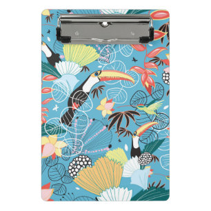 Tropical Texture With Toucans and Hummingbirds Mini Clipboard