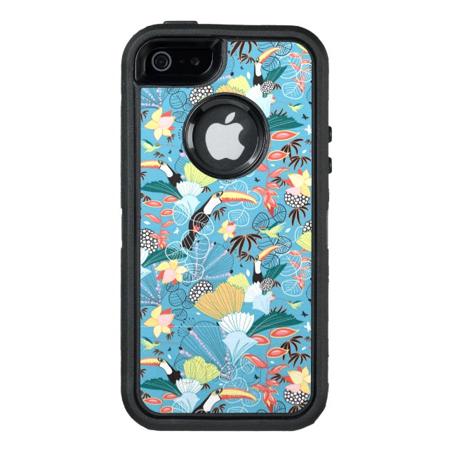 Tropical Texture With Toucans and Hummingbirds Otterbox iPhone Case (Back)