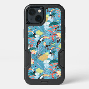 Tropical Texture With Toucans and Hummingbirds iPhone 13 Case