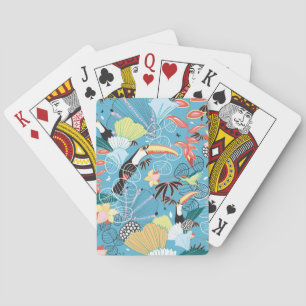 Tropical Texture With Toucans and Hummingbirds Poker Cards