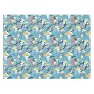 Tropical Texture With Toucans and Hummingbirds Tablecloth