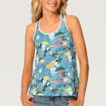 Tropical Texture With Toucans and Hummingbirds Tank Top