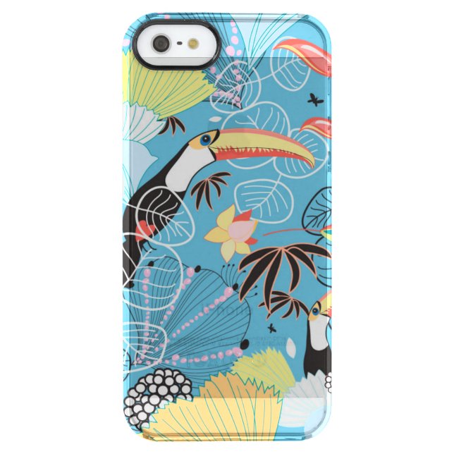 Tropical Texture With Toucans and Hummingbirds Uncommon iPhone Case (Back)