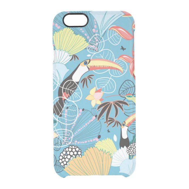 Tropical Texture With Toucans and Hummingbirds Uncommon iPhone Case (Back)