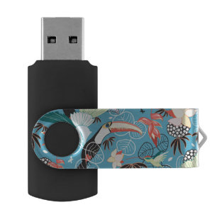 Tropical Texture With Toucans and Hummingbirds USB Flash Drive