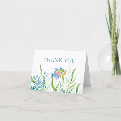 Tropical Thank You Card Watercolor Fish