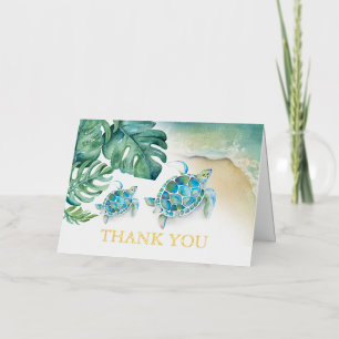 Tropical Thank You Card Watercolor Sea Turtle