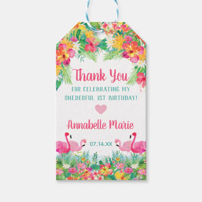 Tropical Thank You Favor Tag, Flamingos Gift Tags | Zazzle