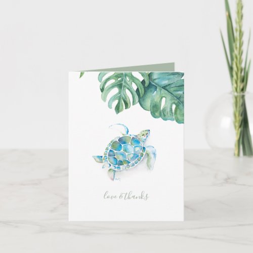 Tropical Thank You Notes Watercolor Sea Turtle