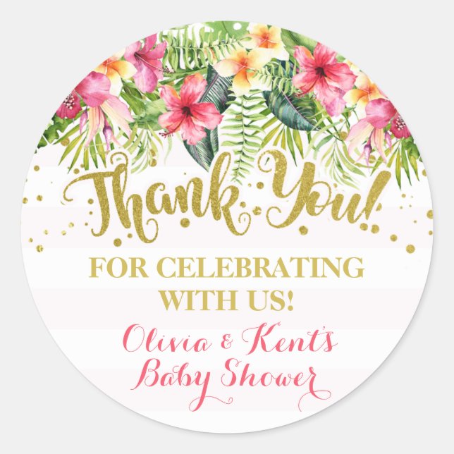 Tropical Thank you sticker Favor Sticker (Front)