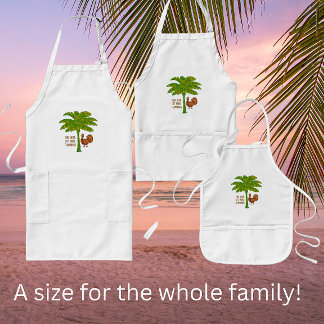 Tropical Thanksgiving Eat More Flamingos Long Apron