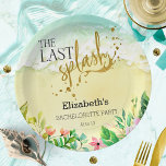 Tropical The last splash Bachelorette Party Paper Plates<br><div class="desc">Capture the spirit of the ultimate bachelorette weekend with our elegant watercolor tropical itinerary paper plates! 🎨🌺✨ Ensure your girls are excited and ready to celebrate with an invite that promises a weekend of love,  laughter,  and lasting memories.</div>