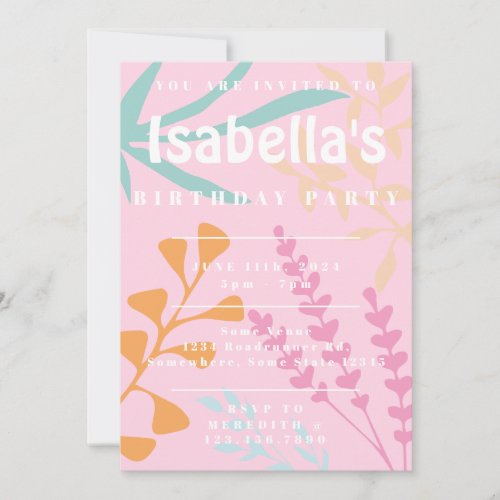 Tropical Theme Birthday Party Invitation