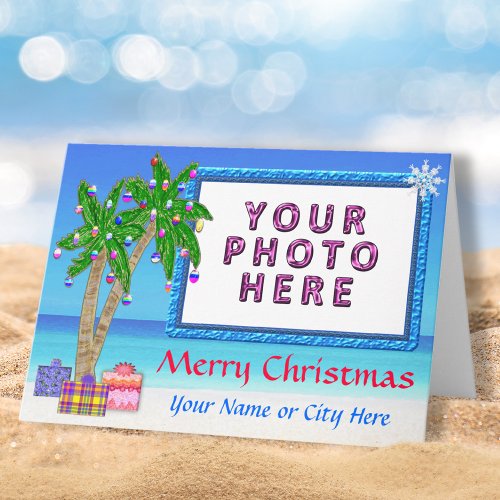 Tropical Themed Add a PHOTO Christmas Cards Holiday Card