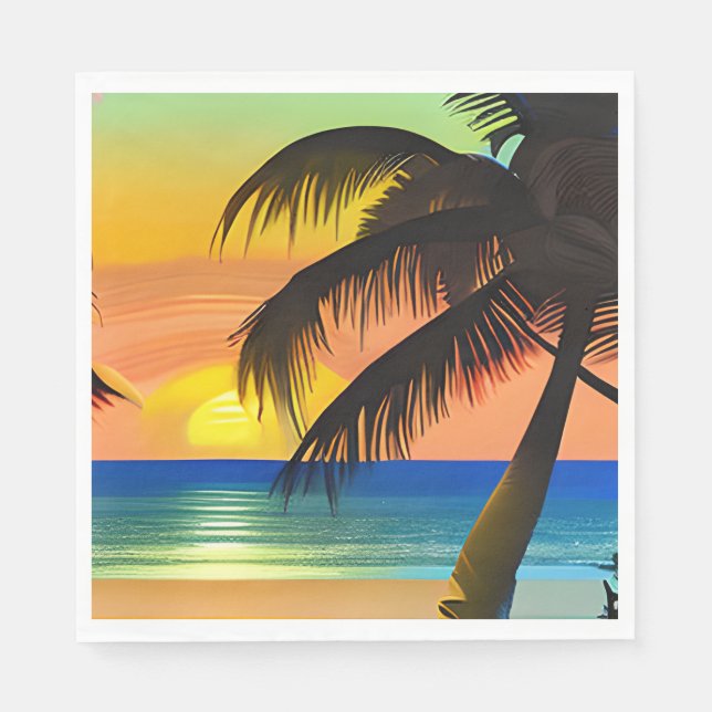 Tropical Themed Birthday Napkins (Front)