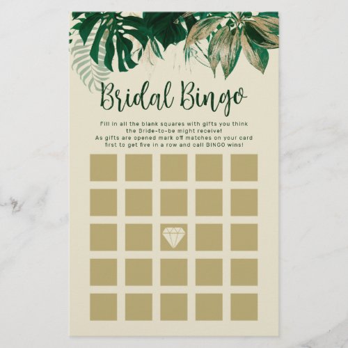 Tropical Themed Bridal Shower Bingo Game Cards