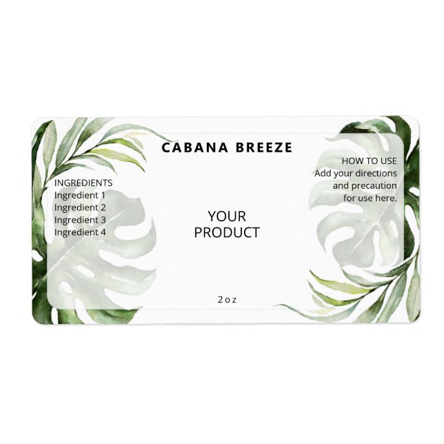 Tropical Themed Dropper Bottle Labels (Front)