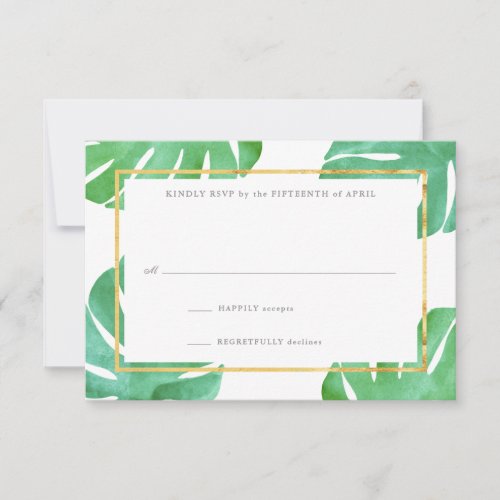 Tropical Themed Gold Reply Cards