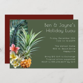 Tropical Themed Home or Office Holiday Party Invit Invitation