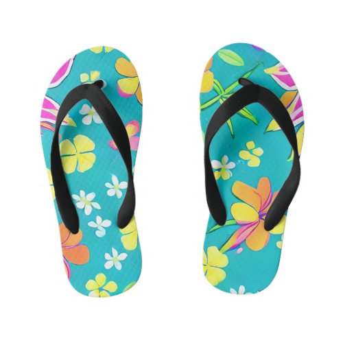 Tropical Themed Kids Flip Flops