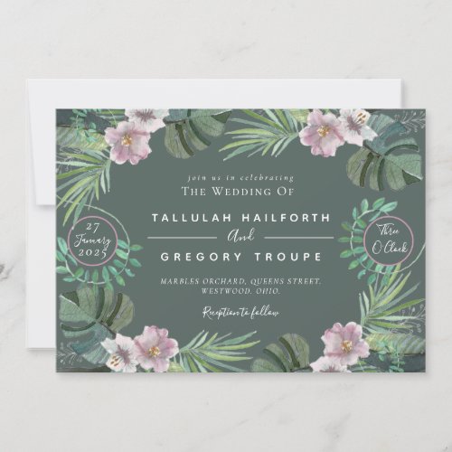 Tropical themed summer wedding invitation