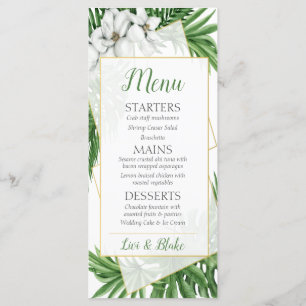 Tropical Themed Wedding Menu