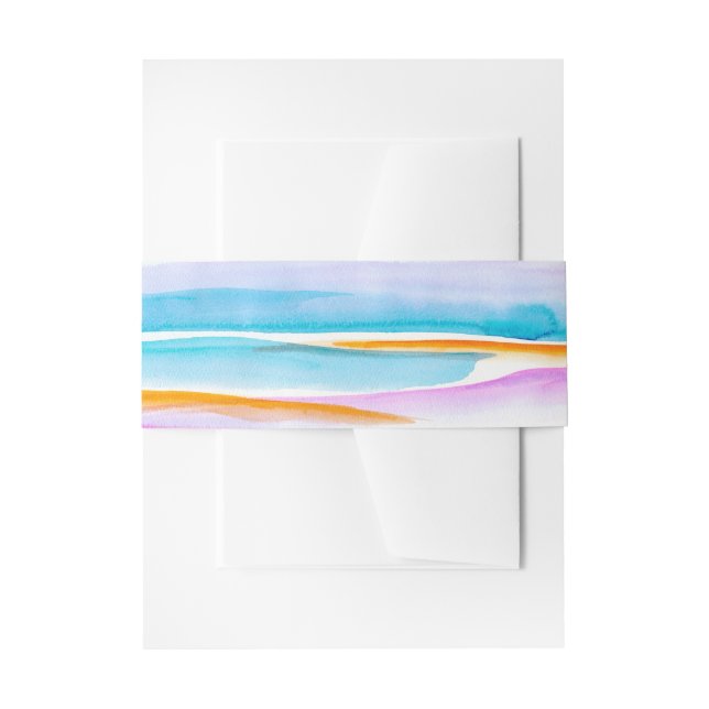 Tropical tide lines abstract art wedding invitation belly band (Front Example)