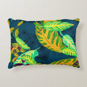 Tropical Tie Dye Blue Gouache. Tropical Pattern. G Accent Pillow