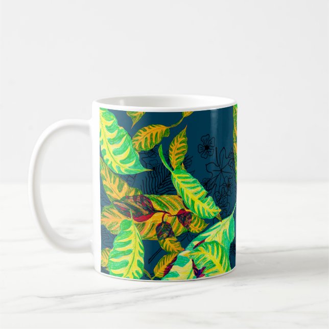 Tropical Tie Dye Blue Gouache. Tropical Pattern. G Coffee Mug (Left)