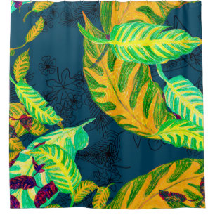 Tropical Tie Dye Blue Gouache. Tropical Pattern. G Shower Curtain