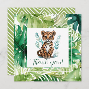 Tropical Tiger and Jungle Foliage Baby Shower Thank You Card