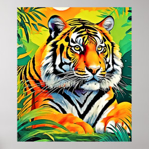 Tropical Tiger Art Poster