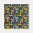 Tropical Tiger Black Botanical Jungle Safari Cats Napkins