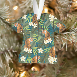 Tropical Tiger Hawaiian Palm Jungle Aloha Shirt Ornament