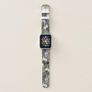 Tropical Tiger Hawaiian Palm Jungle Gray Apple Watch Band