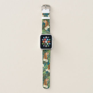 Tropical Tiger Hawaiian Palm Jungle Teal Apple Watch Band