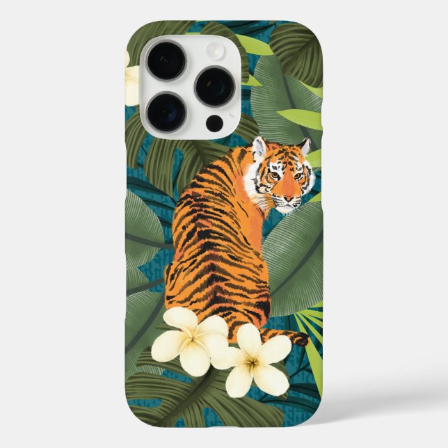 Tropical Tiger Hawaiian Palm Jungle Teal Case-Mate iPhone Case (Back)