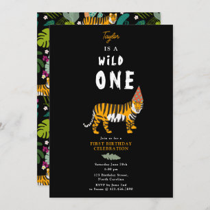 Tropical Tiger Jungle Safari Kids First Birthday  Invitation