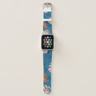 Tropical Tiger Leaves Deep Blue Apple Watch Band