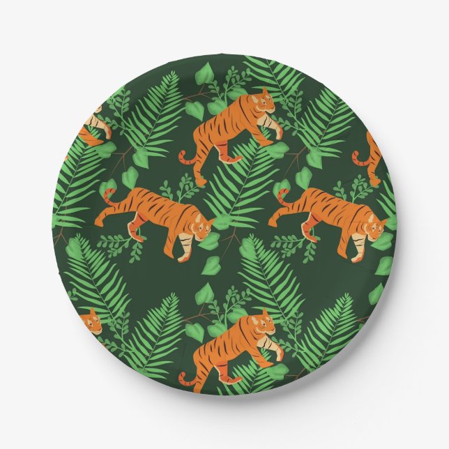 Tropical Tiger Lovers  Paper Plates (Front)