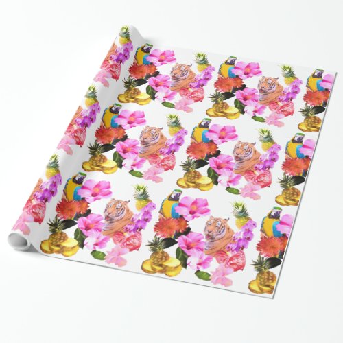 Tropical Tiger Parrot  Hibiscus Gift Wrap