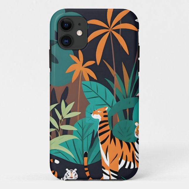 Tropical Tiger Trio Case-Mate iPhone Case (Back)