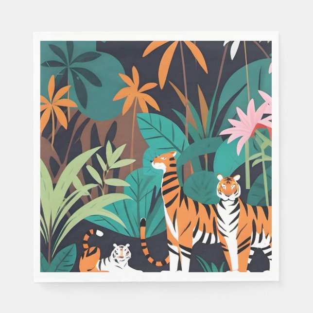 Tropical Tiger Trio Napkins (Front)