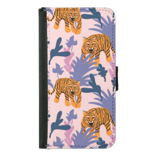 Tropical Tigers Jungle Vintage Pattern Samsung Galaxy S5 Wallet Case
