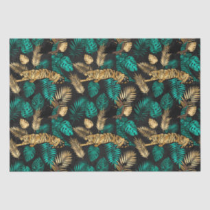 Tropical Tigers & Leaves   Bold Jungle Pattern Tissue Paper