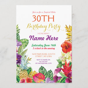 Tropical Tiki Aloha Chalk Birthday Party Invite